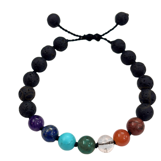 Unisex 7 Chakra Lava Stone Beaded Bracelet