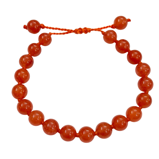 Unisex Carnelian Beaded Bracelet , Gemstone Bracelet in Orange